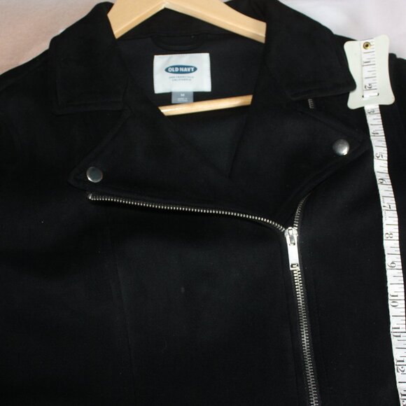 Old Navy Black Faux Suede Moto Jacket Womens M - Picture 3 of 8
